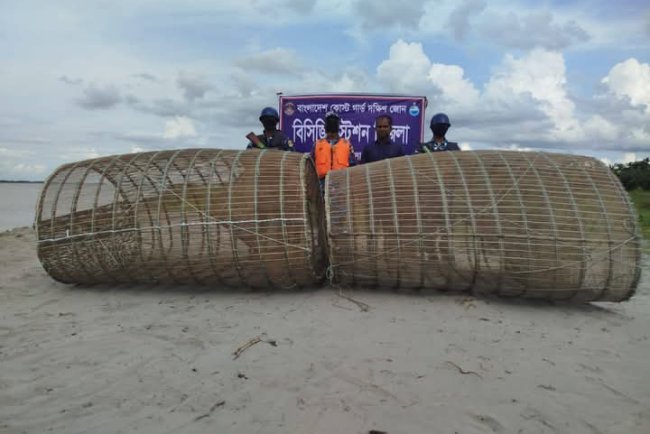 মেহেন্দীগঞ্জে মেঘনা নদীতে যৌথ অভিযানে পাঙ্গাশ পোনার ৩টি চাঁই জব্দ ও ধ্বংস