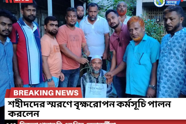 হিজলায় শহীদ'দের স্মরণে বৃক্ষরোপণ কর্মসূচি পালন করেছে বিএনপি